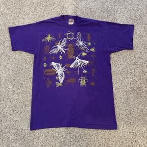 Vintage 90s Pest Control Purple T Shirt Size L Bugs Single Stitch